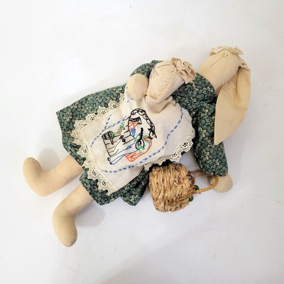 Rabbit Folk Doll Rag Doll Handmade Vintage Artist Doll - Picture 3 of 6